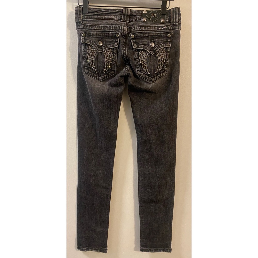 * Miss Me * Distressed Black * Angel Wing * Skinny Jeans sz 27 EUC